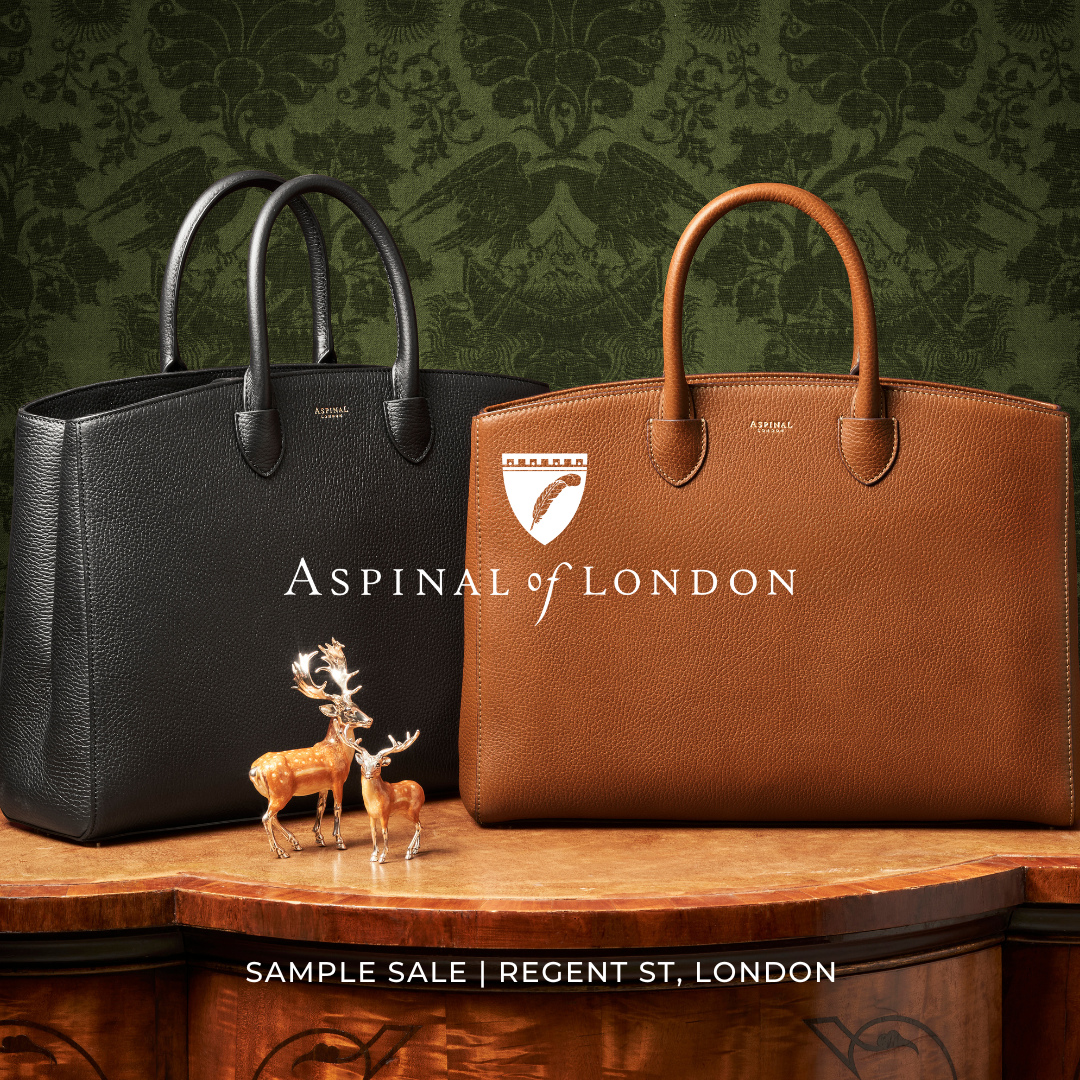 Book your ticket via the link in bio | Shop up to 70% off by Aspinal of London at the Showcase Regent Street store.⁠
⁠
Aspinal of London captures a modern, English heritage personality across its collection of lifestyle and fashion accessories. Now a favourite for celebrities and royal family members, the brand is recognised for its superior quality and timeless designs.⁠